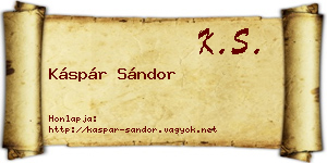 Káspár Sándor névjegykártya